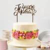 Topper Te quiero mamá con corazón acrílico dorado efecto espejo 15 cm