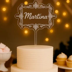 Topper transparente filigrana texto personalizado