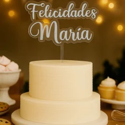 Topper transparente Nombre o Texto Personalizado - 2 líneas
