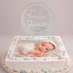 Topper transparente personalizado Mi Bautizo nombre y fecha
