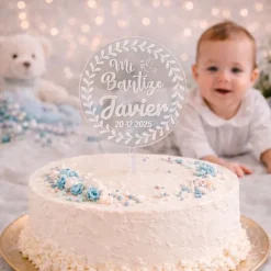 Topper transparente personalizado Mi Bautizo nombre y fecha