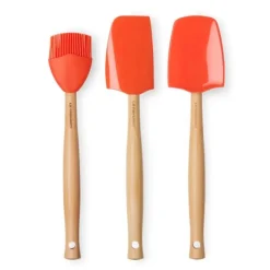 Utensilios de cocina con mango de madera Volcánico (3) - Silicona - Le Creuset