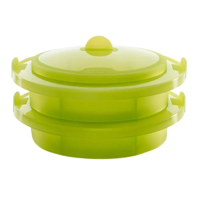 Vaporera con 2 niveles verde 22 cm - Silicona - Lékué