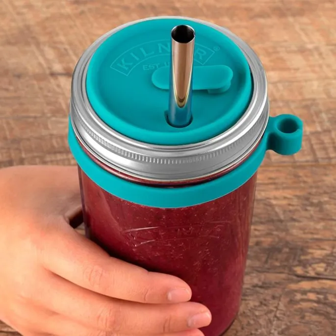 Vaso de cristal para smoothies con pajita y accesorios 500 ml - Kilner