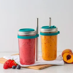 Vaso de cristal para smoothies con pajita y accesorios 500 ml - Kilner