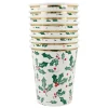 Vasos de papel acebo Navidad 250 ml (8) - Meri Meri