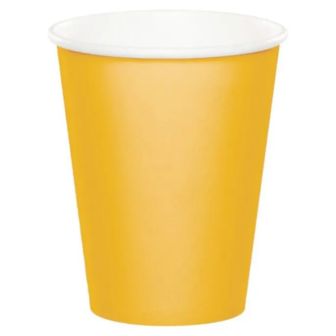 Vasos de papel amarillos 250 ml (8) - Conver Party