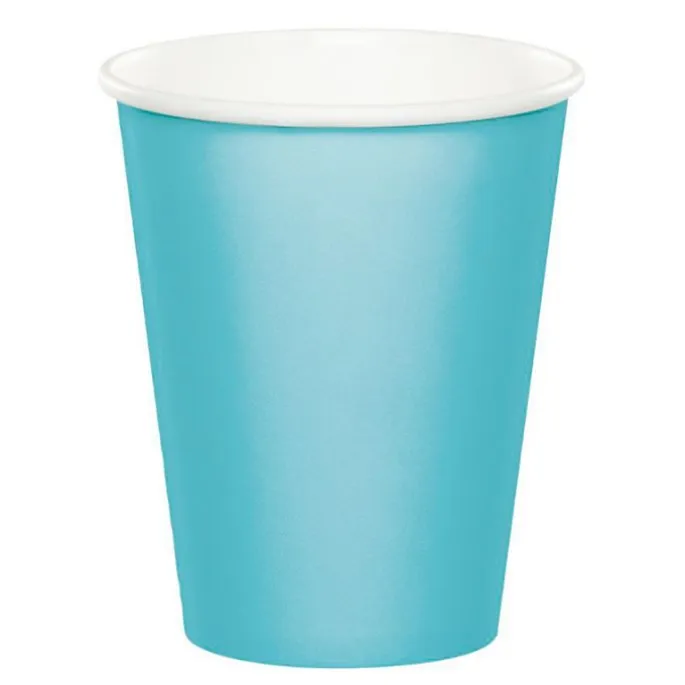 Vasos de papel azul bebé 250 ml (8) - Conver Party