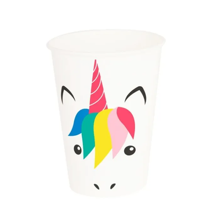 Vasos de papel cara de unicornio 250 ml (8) - My Little Day