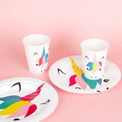 Vasos de papel cara de unicornio 250 ml (8) - My Little Day
