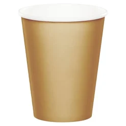Vasos de papel dorados 250 ml (8) - Conver Party