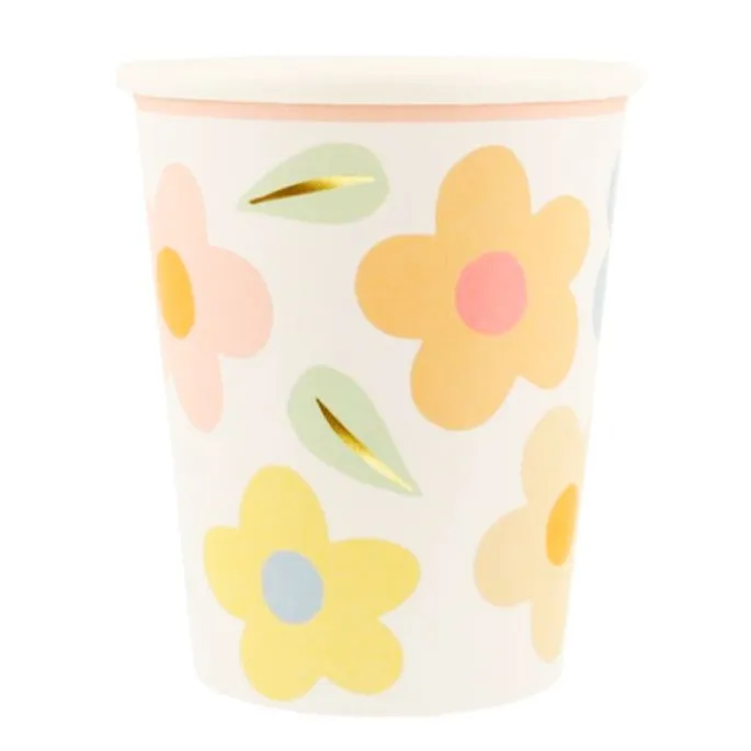 Vasos de papel flores 250 ml (8) - Meri Meri