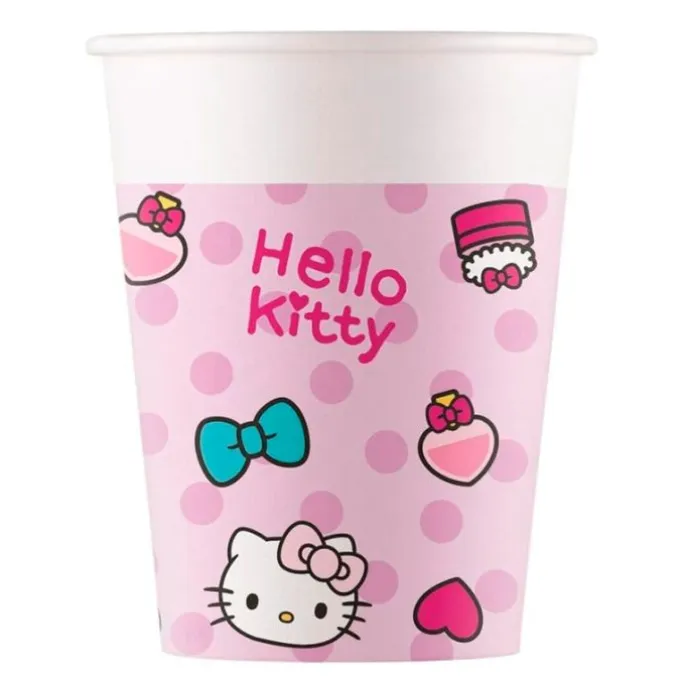 Vasos de papel Hello Kitty 200 ml (8) - Decorata Party