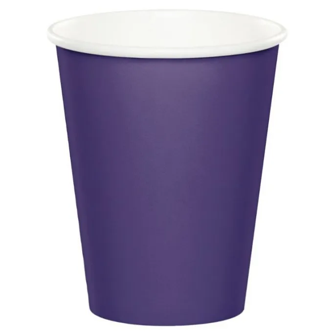 Vasos de papel morados 250 ml (8) - Conver Party