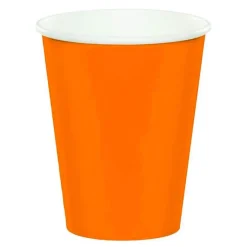 Vasos de papel naranjas 250 ml (8) - Conver Party