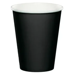 Vasos de papel negros 250 ml (8) - Conver Party