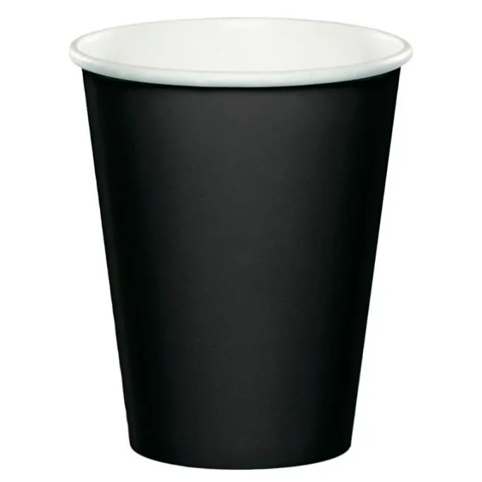 Vasos de papel negros 250 ml (8) - Conver Party