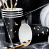 Vasos de papel negros murciélagos dorados 220 ml (6) - PartyDeco