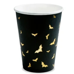 Vasos de papel negros murciélagos dorados 220 ml (6) - PartyDeco