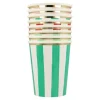 Vasos de papel rayas de colores Navidad 250 ml (8) - Meri Meri