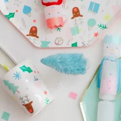 Vasos de papel renos y adornos Navidad 250 ml (8) - Meri Meri