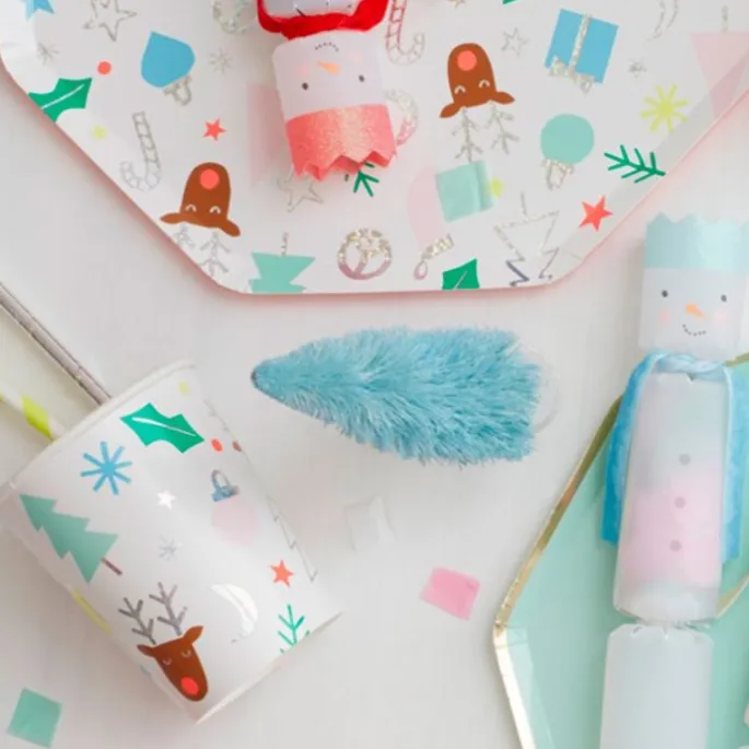 Vasos de papel renos y adornos Navidad 250 ml (8) - Meri Meri