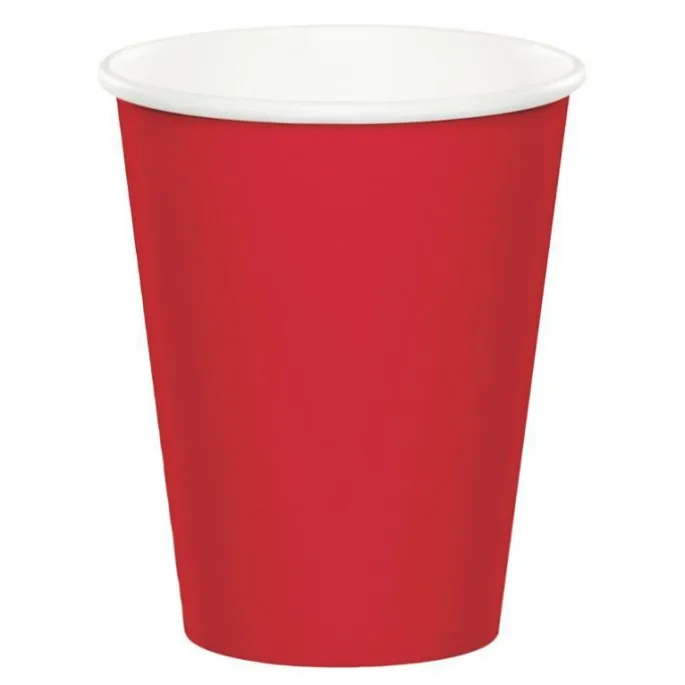 Vasos de papel rojos 250 ml (8) - Conver Party