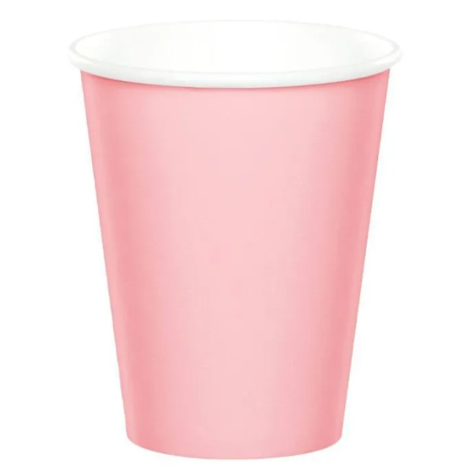 Vasos de papel rosa bebé 250 ml (8) - Conver Party