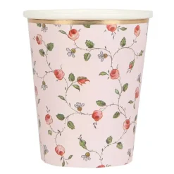 Vasos de papel rosas flores 250 ml (8) - Meri Meri