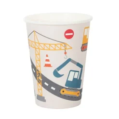 Vasos de papel vehículos construcción 205 ml (8) - My Little Day