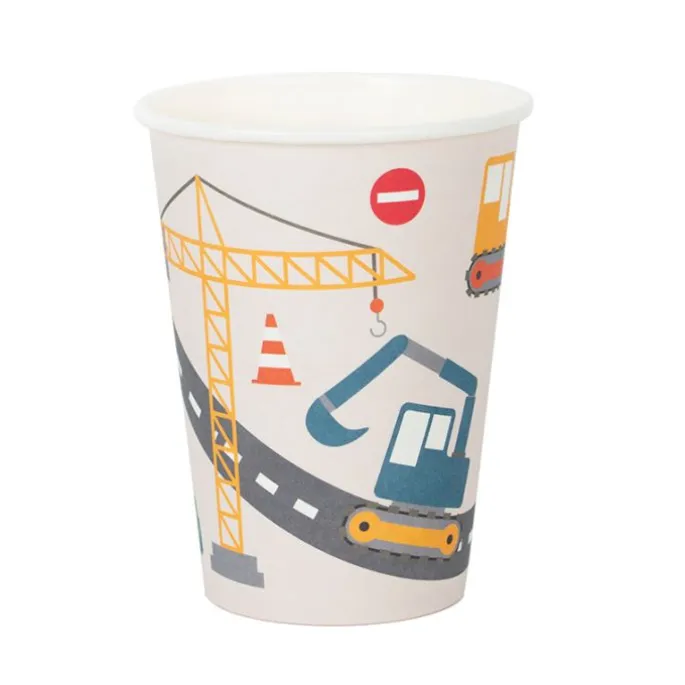 Vasos de papel vehículos construcción 205 ml (8) - My Little Day