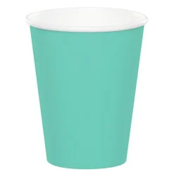Vasos de papel verde menta 250 ml (8) - Conver Party