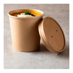Vasos o cajas de cartón kraft con tapa 470 ml (25)