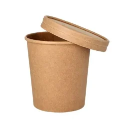 Vasos o cajas de cartón kraft con tapa 470 ml (25)