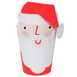 Vasos rojos con cubierta de Papá Noel 250 ml (8) - Meri Meri