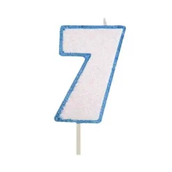 Vela azul con purpurina número 7 - Modecor