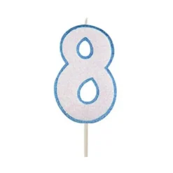 Vela azul con purpurina número 8 - Modecor
