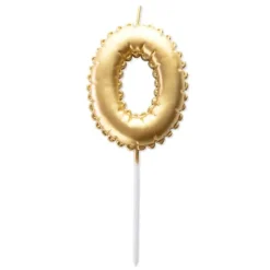 Vela dorada con forma de globo número 0 - Pastkolor