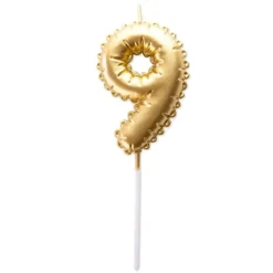 Vela dorada con forma de globo número 9 - Pastkolor