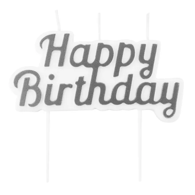 Vela Happy birthday plateada - PME