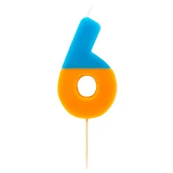 Vela naranja y azul número 6 - Talking Tables