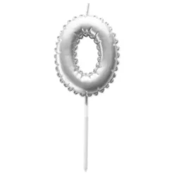 Vela plateada con forma de globo número 0 - Pastkolor