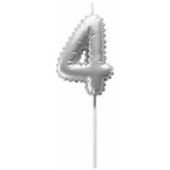Vela plateada con forma de globo número 4 - Pastkolor