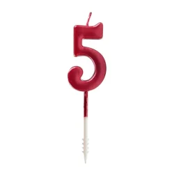 Vela roja metalizada número 5 - Ibili