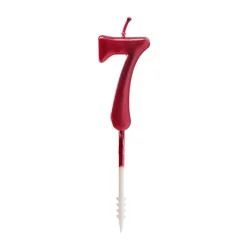 Vela roja metalizada número 7 - Ibili