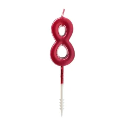 Vela roja metalizada número 8 - Ibili