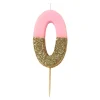 Vela rosa con purpurina dorada número 0 - Talking Tables