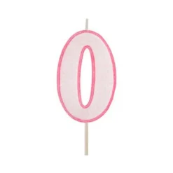 Vela rosa con purpurina número 0 - Modecor