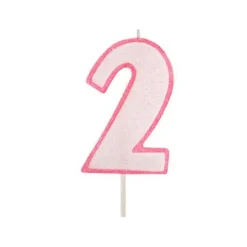Vela rosa con purpurina número 2 - Modecor