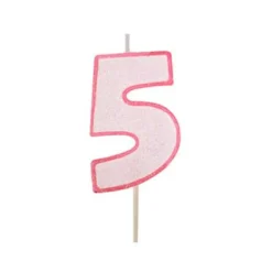 Vela rosa con purpurina número 5 - Modecor
